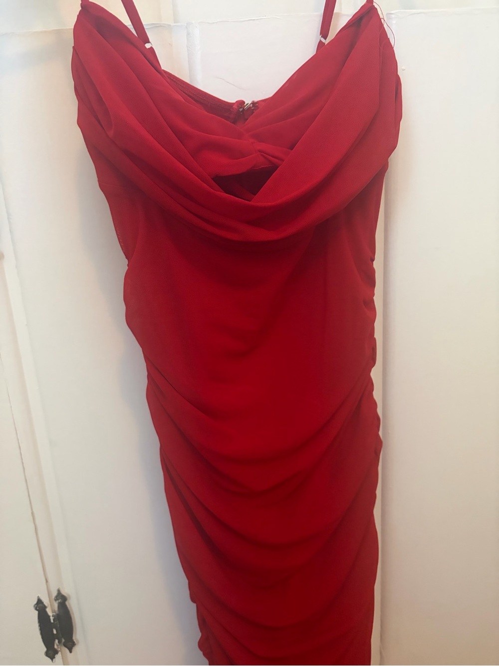 Windsor Red Ruched Bodycon Spaghetti Strap Top - Picture 2 of 3